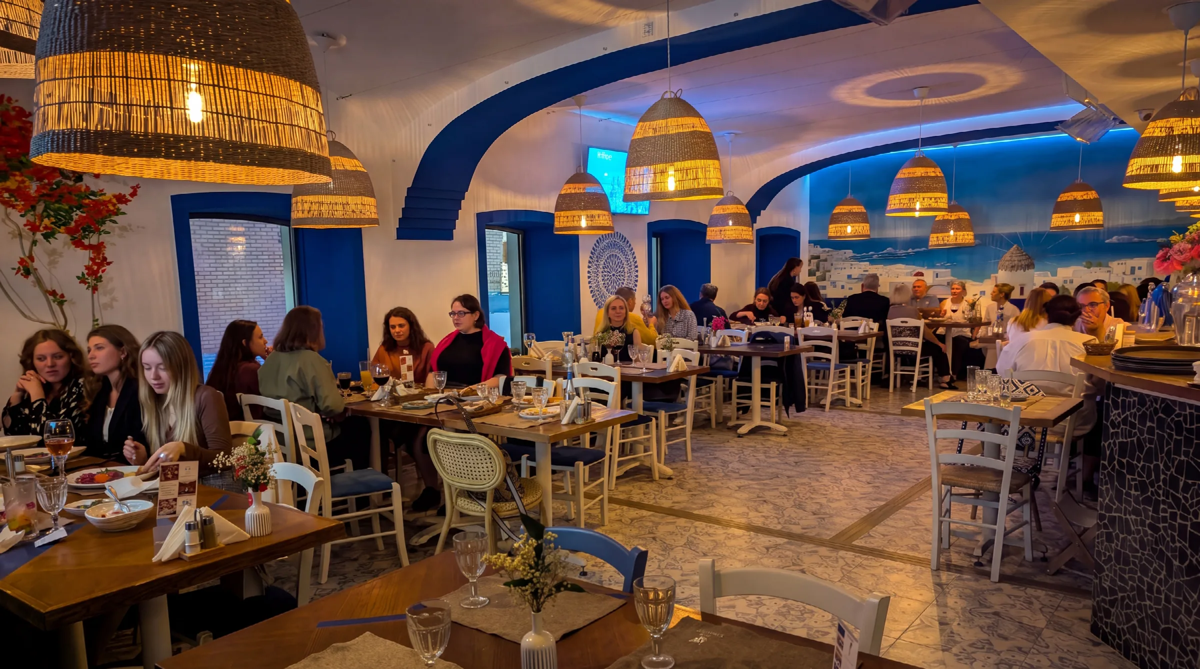 dining room of the Greek restaurant