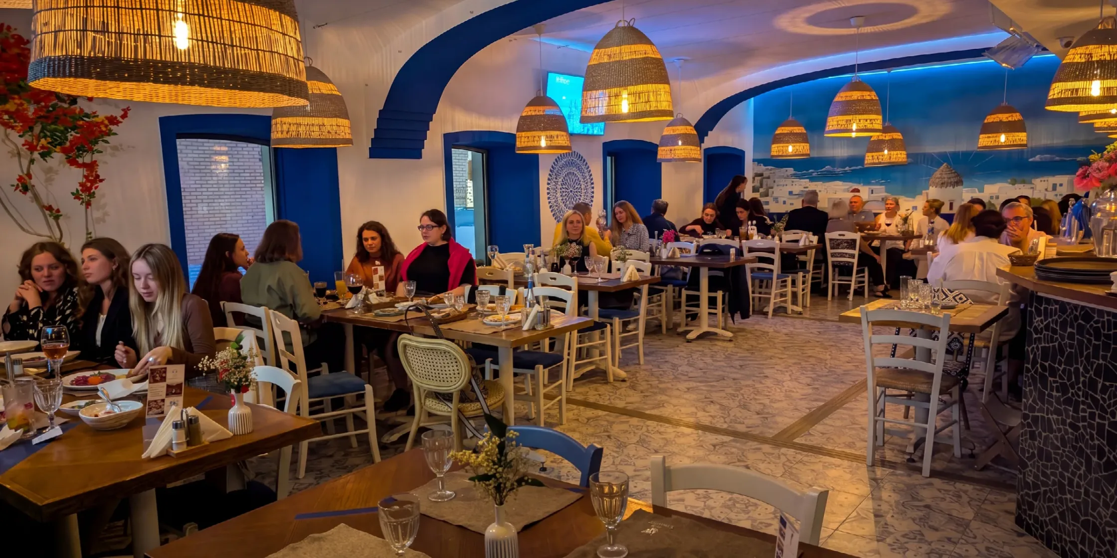 dining room of the Greek restaurant